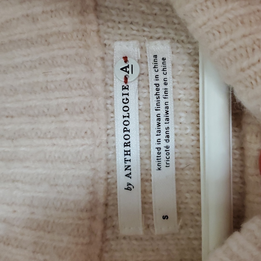 Anthropologie Aimee Alpaca Pullover Sweater Pompom Size Small Longer Length Pink - Picture 7 of 14